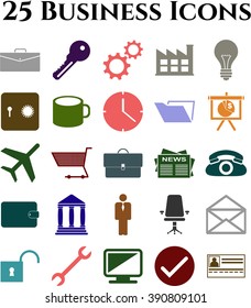 business icon set. 25 icons total. Universal and Standard Icons.