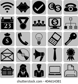 business icon set. 25 icons total. Universal and Standard Icons.