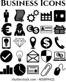 business icon set. 25 icons total. Universal Modern Icons.