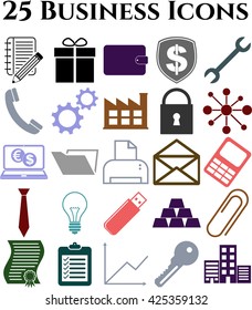 business icon set. 25 icons total. Set of web Icons.