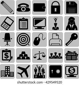 business icon set. 25 icons total. Universal and Standard Icons.