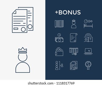 Business icon set and barcode with executive, withdraw and team. Trousers related business icon vector for web UI logo design.