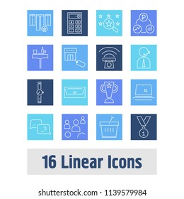 Business icon set and basket with shop, laptop and best. People related business icon vector for web UI logo design.