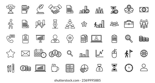 Business icon set. Businessman line icon .Business and Finance web icon in line style. Money, bank, Teamwork, human resources, contacts, infographics.	