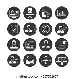 business icon set in circle button