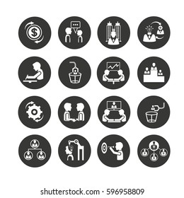 business icon set in circle buttons