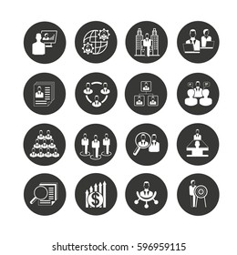 business icon set in circle buttons