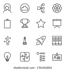 Business icon set. Collection of high-quality black outline logo for web site design and mobile apps. Vector illustration on a white background.