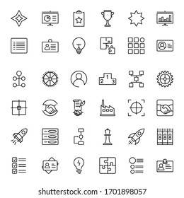 Business icon set. Collection of high-quality black outline logo for web site design and mobile apps. Vector illustration on a white background.