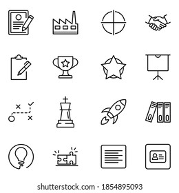 Business-Icon-Set. Kollektion von hochwertigem schwarzen Umriss-Logo für Webdesign und mobile Apps. Vektorgrafik auf weißem Hintergrund.