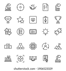 Conjunto de iconos de negocio. Colección de logotipo de esquema negro de alta calidad para diseño de sitios web y aplicaciones móviles. Ilustración vectorial en un fondo blanco.