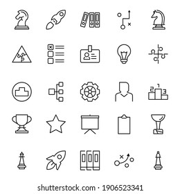 Business icon set. Collection of high-quality black outline logo for web site design and mobile apps. Vector illustration on a white background.