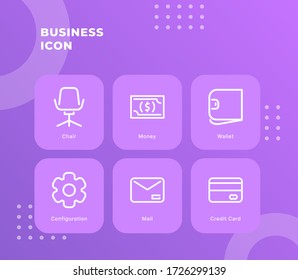 Business icon set collection package with purple theme modern flat vector illustration for investment business.