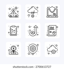 Colección de conjunto de iconos de negocios. Ilustración de icono de Vector. Trazo editable