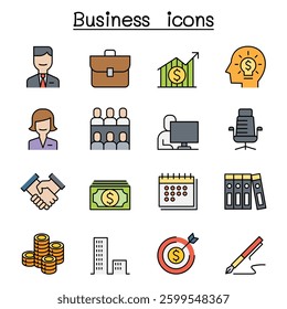 Business icon set in colorline style