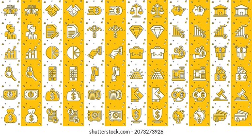 Business icon set in comic style. Finance investment cartoon vector illustration on white isolated background. Financial currency splash effect business concept.