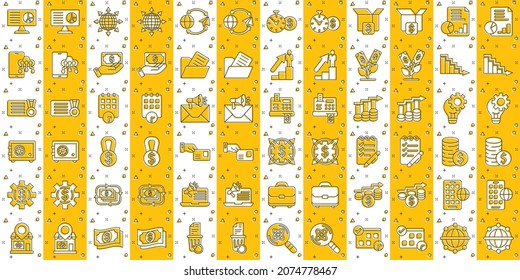 Business icon set in comic style. Make money cartoon vector illustration on white isolated background. Media internet splash effect business concept.