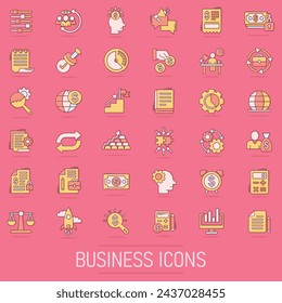 Business icon set in comic style. Money, people, document cartoon vector illustration on isolated background. Freelancer diagram splash effect business concept.