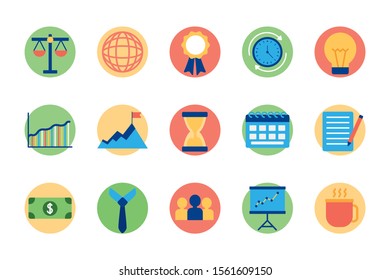 Business icon set design, Management workforce financial corporate investment occupation and communication theme Vector illustration