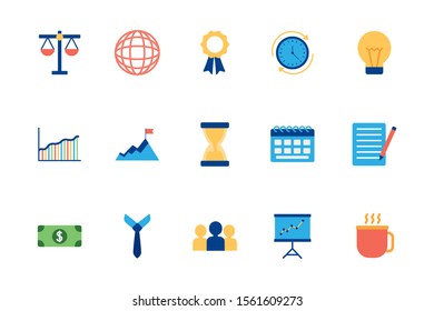 Business icon set design, Management workforce financial corporate investment occupation and communication theme Vector illustration
