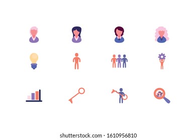 Business icon set design, Management workforce financial item corporate investment success technology and job theme Vector illustration
