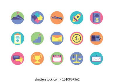 Business icon set design, Management workforce financial item corporate investment success technology and job theme Vector illustration