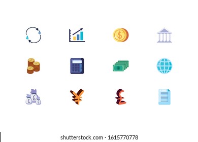 Business icon set design, Management workforce financial item corporate investment success technology and job theme Vector illustration