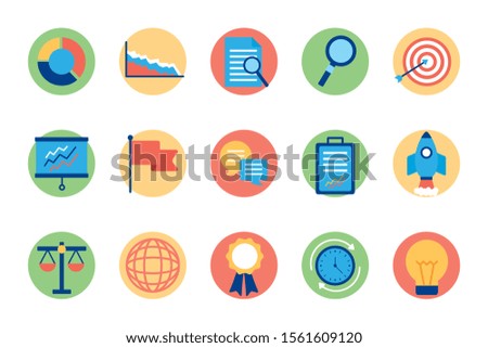 Business icon set design, Management workforce financial corporate investment occupation and communication theme Vector illustration