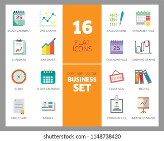 Business icon set. Diagram, paper, payment, calendar. Business concept. Can be used for topics like analysis, finance, accounting, paperwork