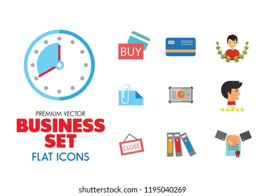Business icon set. Diagram, paper, payment, calendar. Business concept. Can be used for topics like analysis, finance, accounting, paperwork