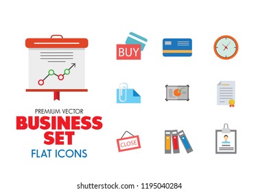 Business icon set. Diagram, paper, payment, calendar. Business concept. Can be used for topics like analysis, finance, accounting, paperwork