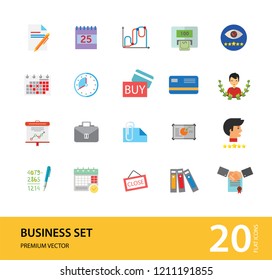 Business icon set. Diagram, paper, payment, calendar. Business concept. Can be used for topics like analysis, finance, accounting, paperwork