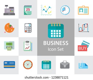 Business icon set. Diagram, paper, payment, calendar. Business concept. Can be used for topics like analysis, finance, accounting, paperwork