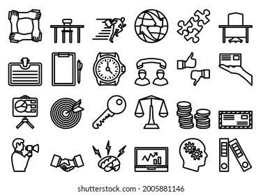 Business Icon Set. Editable Bold Outline Design. Vector Illustration.