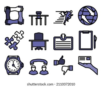 Business Icon Set. Editable Bold Outline With Color Fill Design. Vector Illustration.