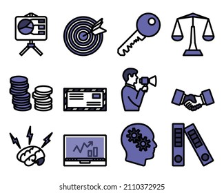 Business Icon Set. Editable Bold Outline With Color Fill Design. Vector Illustration.