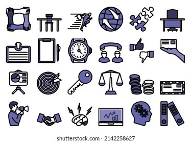 Business Icon Set. Editable Bold Outline With Color Fill Design. Vector Illustration.