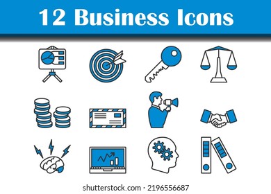Business Icon Set. Editable Bold Outline With Color Fill Design. Vector Illustration.