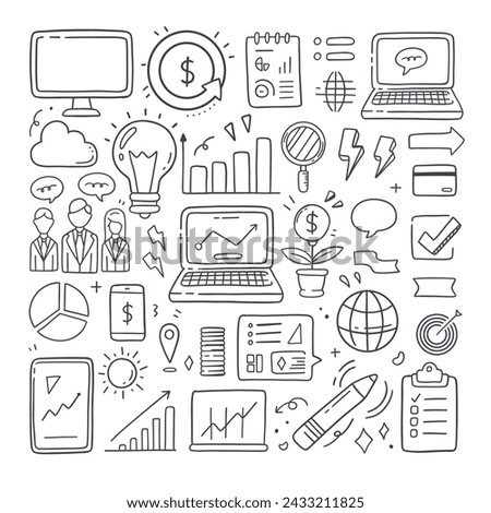 Business icon set element. Doodle vector illustration