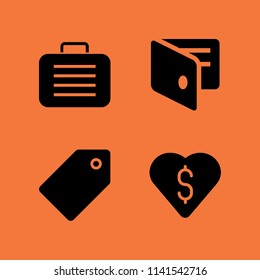 business icon set. With favorite, suitcase and price tag  vector icons for graphic design and web