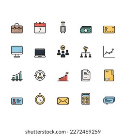 Business icon set. Business filled outline icon set. Vector illustration.