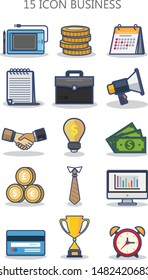 business icon set with flat design concept