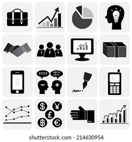 Business icon set ( flat design )( bag , bar chart , pictogram , pie-chart , positive thinking , shake hands , businessman , computer , money , mobile phone , pen & signature )