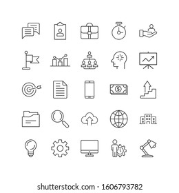 Business icon set in flat style. Finance strategy vector illustration on white isolated background. Marketing business concept.