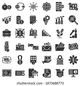 Business icon set in flat style. Make money vector illustration on white isolated background. Media internet business concept.