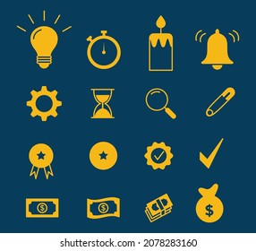 Icono de negocio conjunto estilo plano mejor vendedor