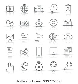 Business icon set in flat style. Finance strategy vector illustration on white isolated background. Marketing business concept.