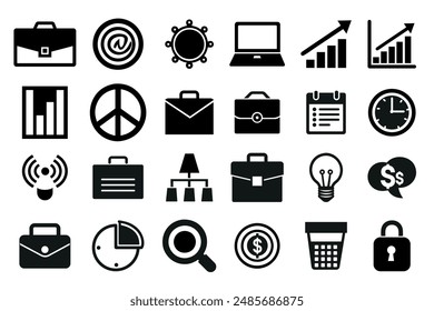 Business icon set in flat style Finance strategy vector illustration on white isolated background Marketing business concept