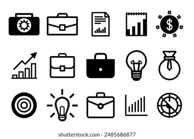 Business icon set in flat style Finance strategy vector illustration on white isolated background Marketing business concept