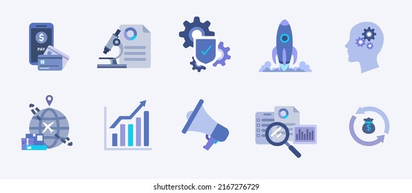 conjunto de iconos de negocios, ilustración vectorial plana 